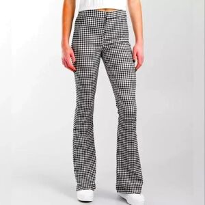 Shinestar Black and White Gingham Flare Pants Size XL